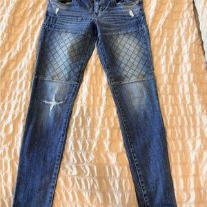 Express Moto Skinny Jeans with Distressed Details